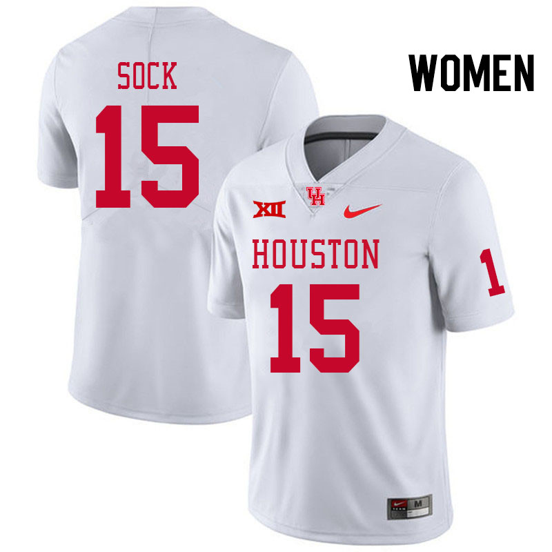 Women #15 Jake Sock Houston Cougars Big 12 XII College Football Jerseys Stitched-White